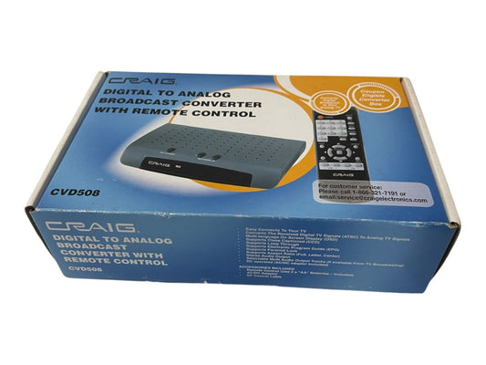Craig Digital to Analog Broadcast Converter with Remote Control New Open Box CVD508