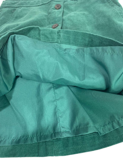 Size 00 J.Crew Button Front Green Corduroy Mini Skirt Pockets BA838