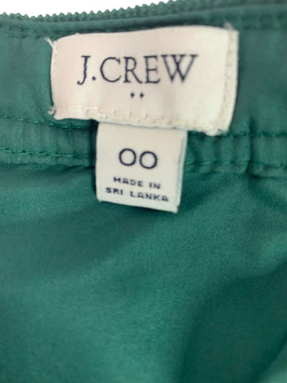 Size 00 J.Crew Button Front Green Corduroy Mini Skirt Pockets BA838