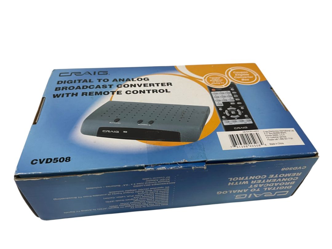 Craig Digital to Analog Broadcast Converter with Remote Control New Open Box CVD508