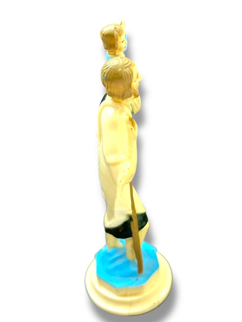 Vintage Saint Christopher Plastic 4" Statue Carrying Child