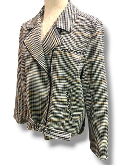 Size XL Nordstrom Signature Womens Sienna Check Moto Jacket Wool Blend