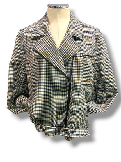 Size XL Nordstrom Signature Womens Sienna Check Moto Jacket Wool Blend