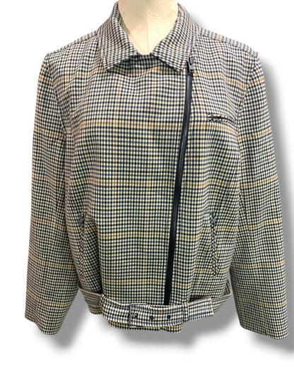 Size XL Nordstrom Signature Womens Sienna Check Moto Jacket Wool Blend