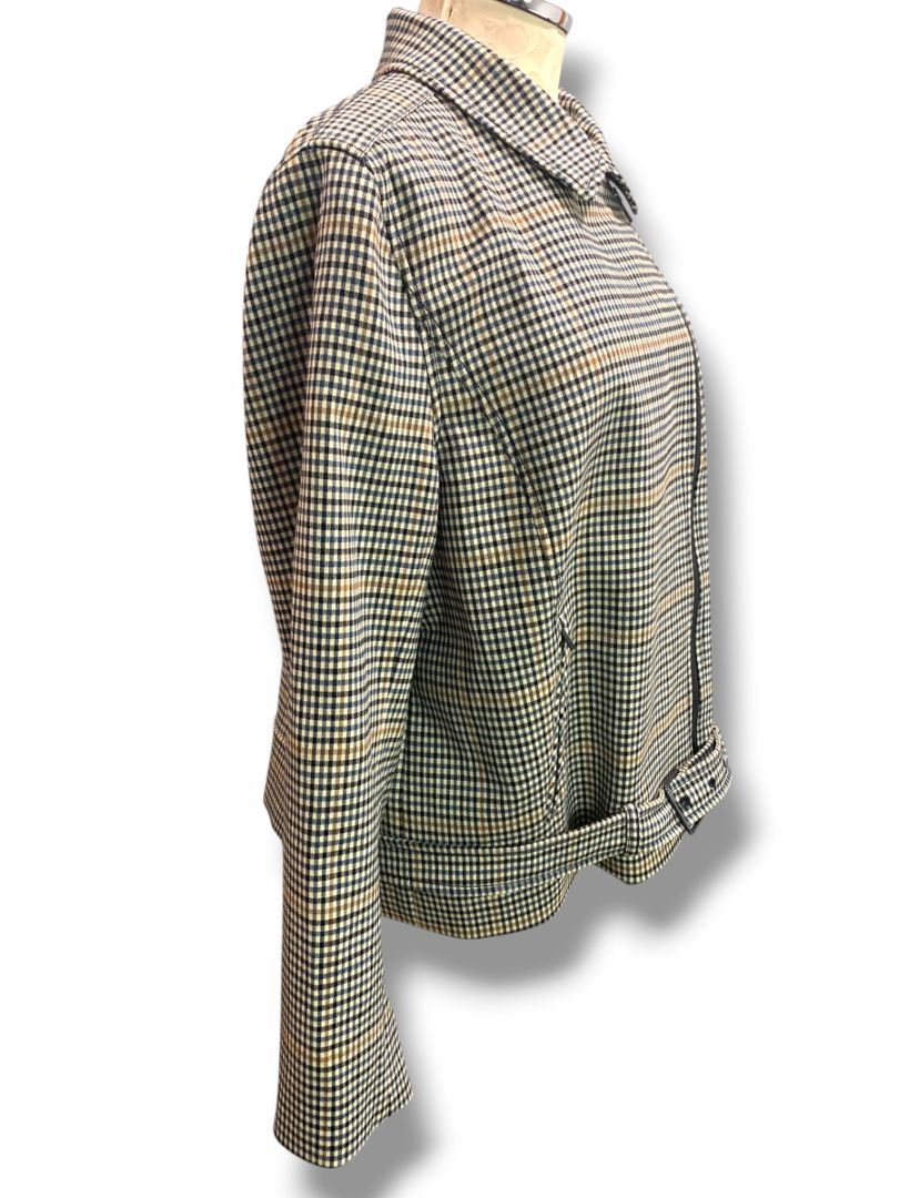 Size XL Nordstrom Signature Womens Sienna Check Moto Jacket Wool Blend