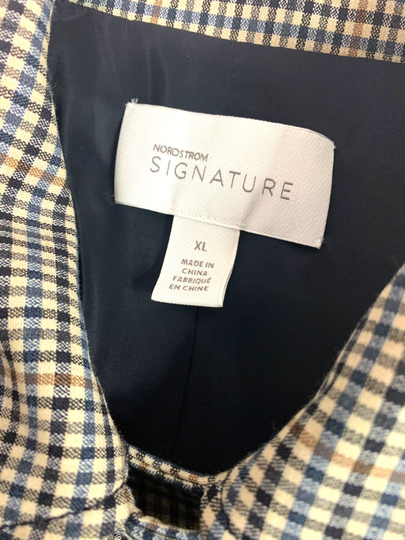 Size XL Nordstrom Signature Womens Sienna Check Moto Jacket Wool Blend