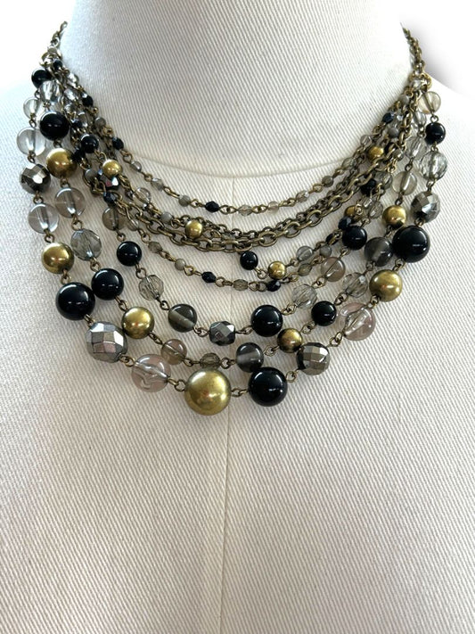 Lia Sophia New Goldtone Beaded Fancy That Multistrand Necklace 15.5-19"