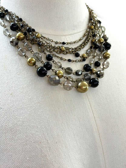 Lia Sophia New Goldtone Beaded Fancy That Multistrand Necklace 15.5-19"
