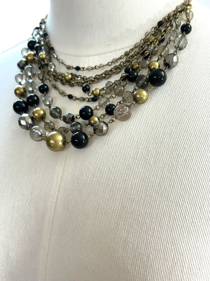 Lia Sophia New Goldtone Beaded Fancy That Multistrand Necklace 15.5-19"
