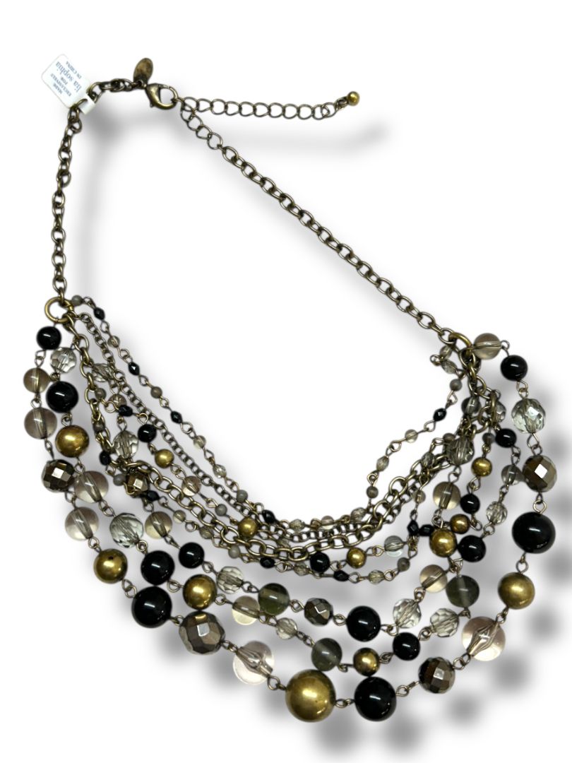 Lia Sophia New Goldtone Beaded Fancy That Multistrand Necklace 15.5-19"