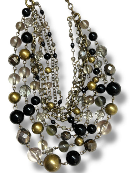 Lia Sophia New Goldtone Beaded Fancy That Multistrand Necklace 15.5-19"