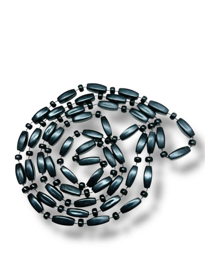 Black Lightweight Acrylic Bead Necklace 52" Overhead Strand String Clasp