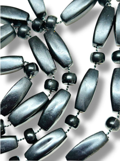 Black Lightweight Acrylic Bead Necklace 52" Overhead Strand String Clasp
