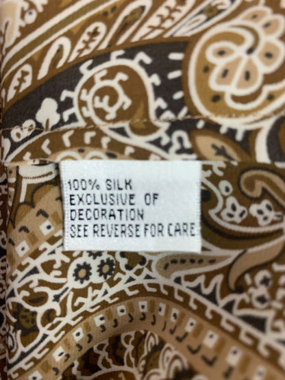 Size 14P Talbots Petites Womens Silk Brown Paisley Wrap Blouse Shirt New