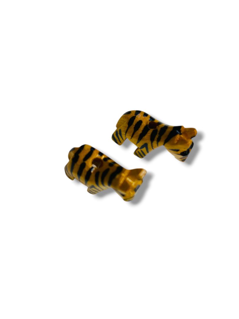 Lightweight Wooden 1" Zebra Bead Charm Painted Stripes Jewelry Making