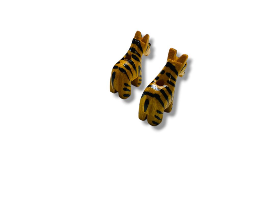 Lightweight Wooden 1" Zebra Bead Charm Painted Stripes Jewelry Making