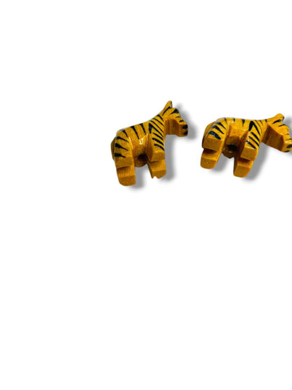 Lightweight Wooden 1" Zebra Bead Charm Painted Stripes Jewelry Making