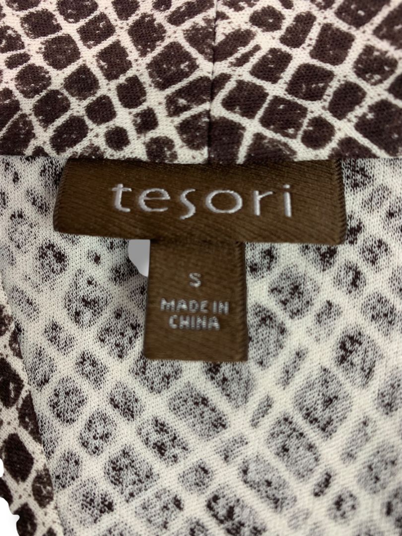 Small Tesori Womens New Silk Sleeveless Pullover Shirt Ditsy Square Stretch