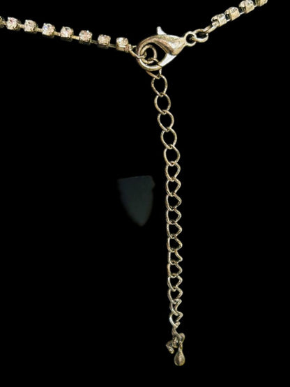 Vintage Rhinestone Silvertone 3" Drop Necklace Formal 16.5-20"