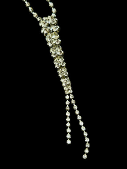Vintage Rhinestone Silvertone 3" Drop Necklace Formal 16.5-20"