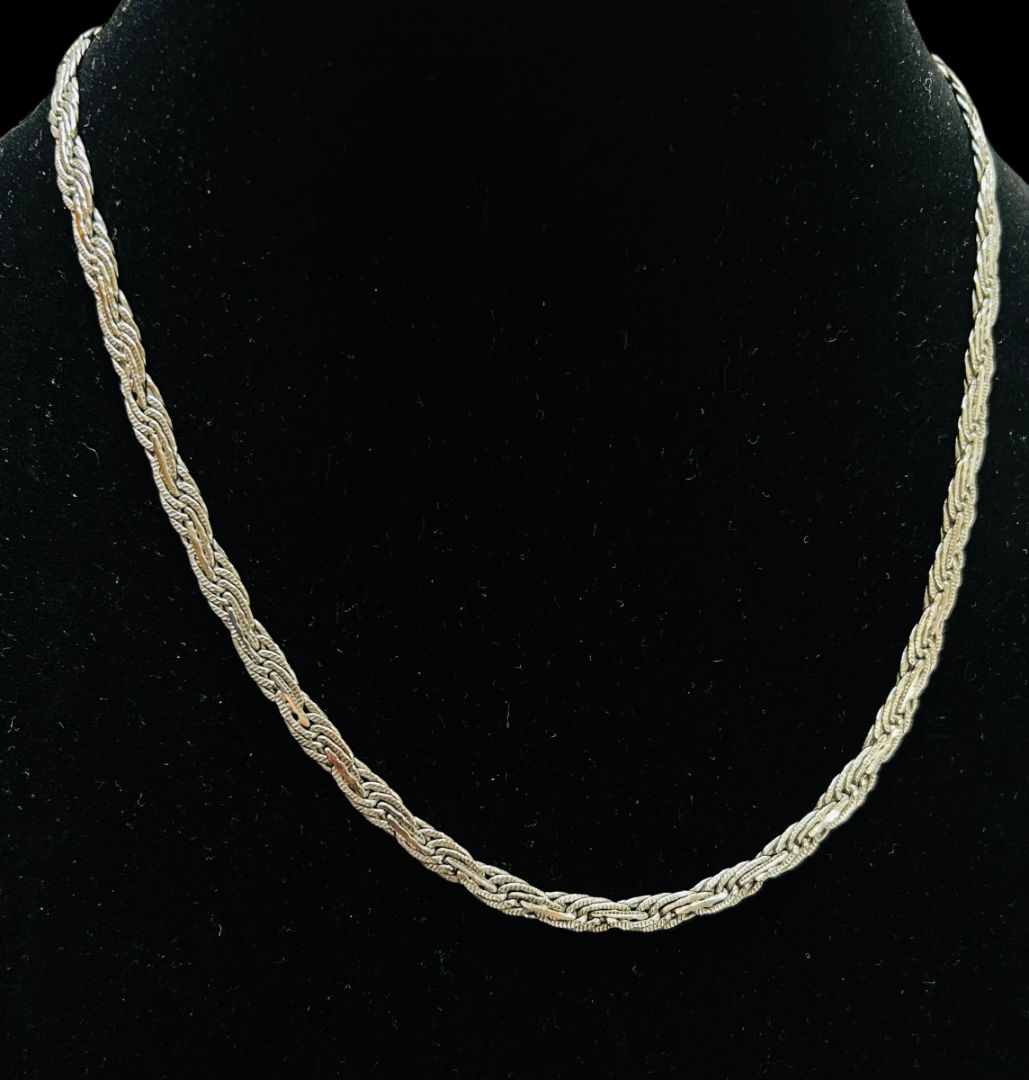 Sterling Silver 925 Braided Chain Necklace Vintage 20"