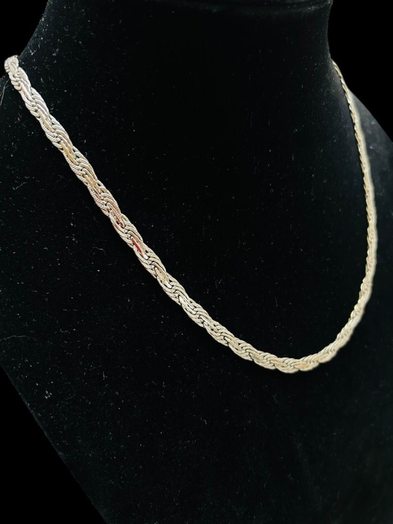 Sterling Silver 925 Braided Chain Necklace Vintage 20"