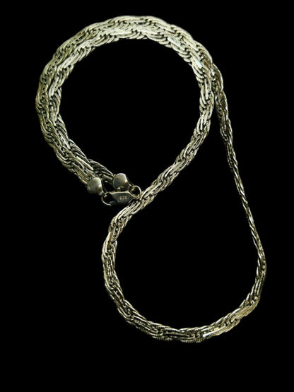 Sterling Silver 925 Braided Chain Necklace Vintage 20"