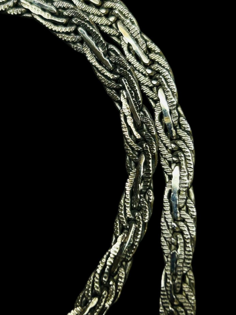 Sterling Silver 925 Braided Chain Necklace Vintage 20"