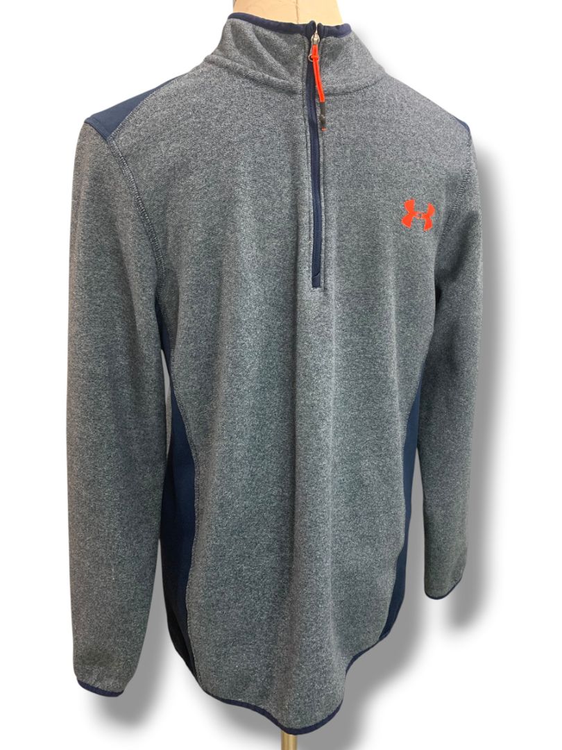 Small Under Armour ColdGear Mens Loose Fit 1/4 Zip Pullover Sweatshirt Blue