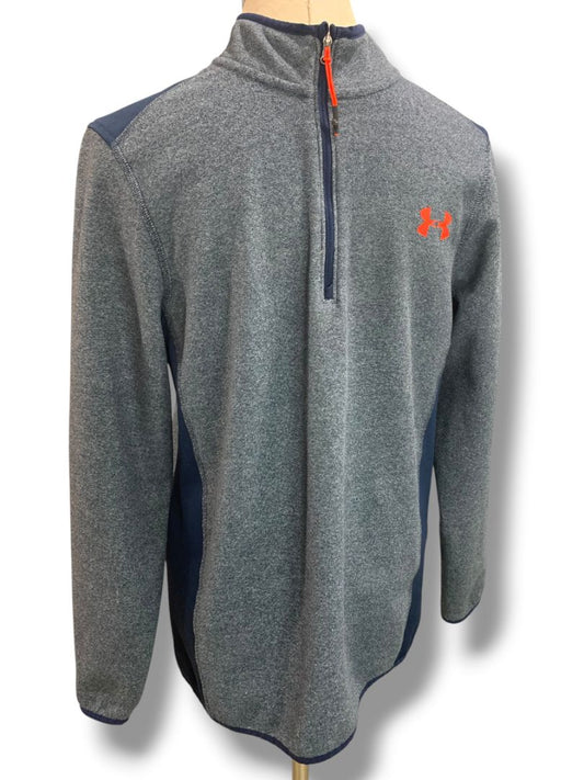 Small Under Armour ColdGear Mens Loose Fit 1/4 Zip Pullover Sweatshirt Blue