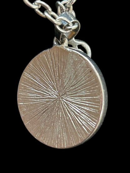 Silvertone Chain Resin Music Pendant Necklace 15-17"