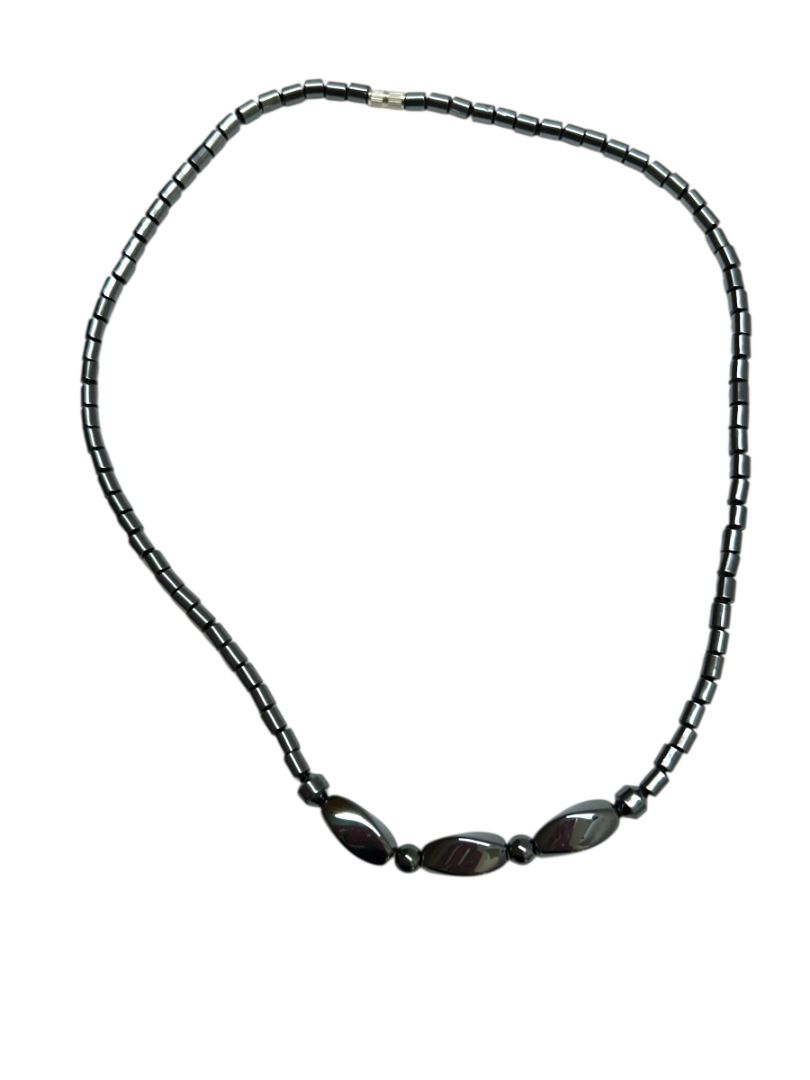 Hematite Necklace Screw Barrel Clasp 18.5"