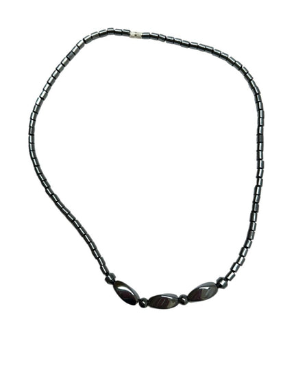Hematite Necklace Screw Barrel Clasp 18.5"
