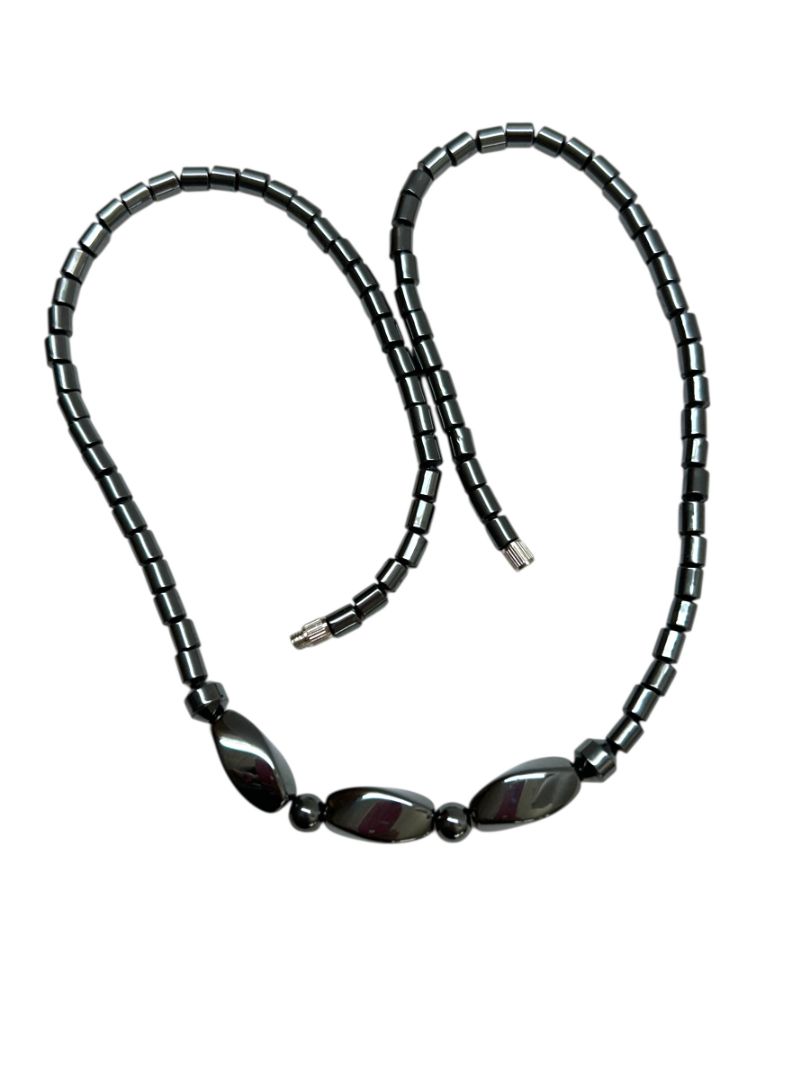 Hematite Necklace Screw Barrel Clasp 18.5"