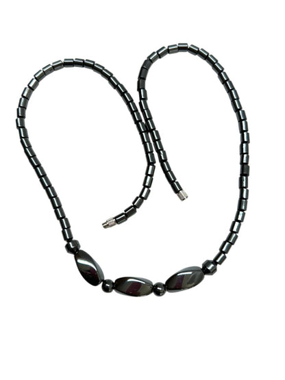 Hematite Necklace Screw Barrel Clasp 18.5"