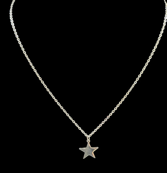 Silvertone Star Pendant Delicate Chain Necklace 15-19" Lobster Clasp