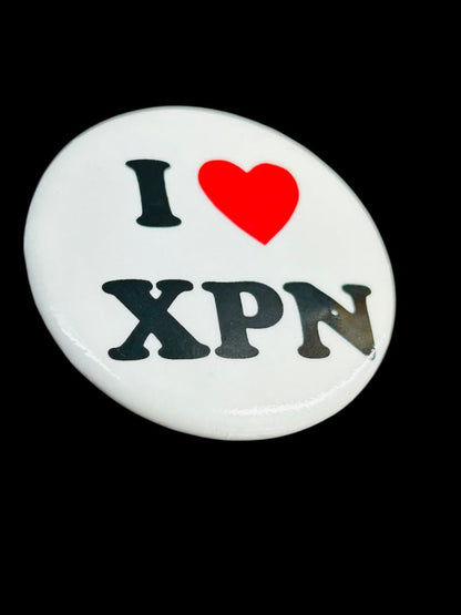 Vintage Button Pin I Love XPN Radio Philadelphia 1.75" Diameter