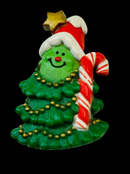 1981 Hallmark Jolly Christmas Tree Pin Brooch Holiday Kitsch