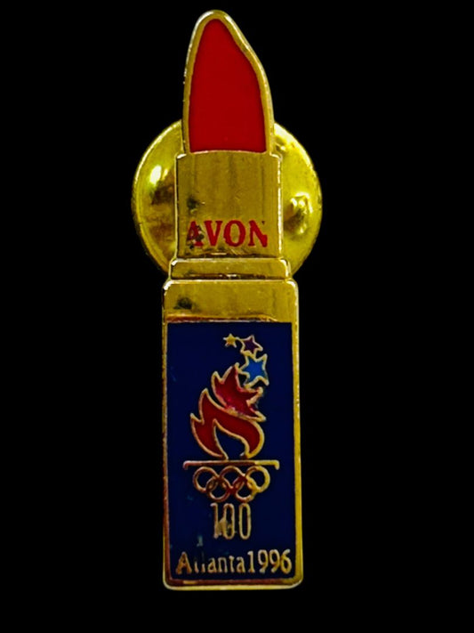 1996 Olympic Avon Torch Lapel Pin Atlanta Goldtone Lipstick 1.6"