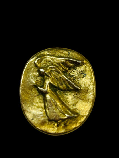Vintage “V” Vilmain Gold Plated Guardian Angel Pocket Coin Token 1"