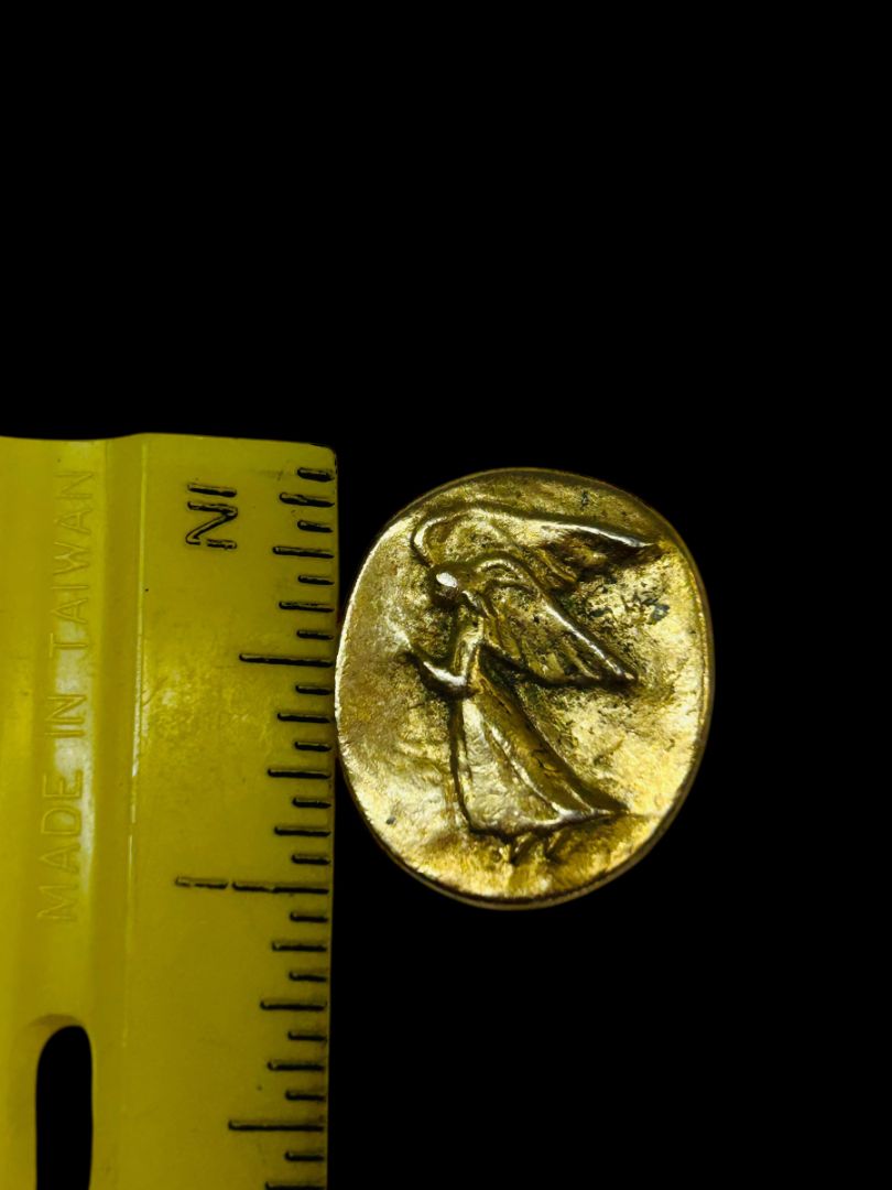Vintage “V” Vilmain Gold Plated Guardian Angel Pocket Coin Token 1"