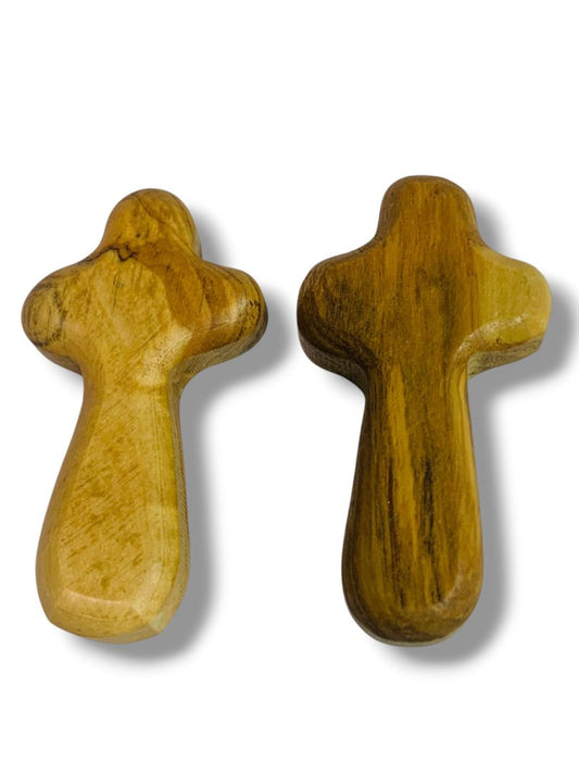Set of 2 Olive Wood Pocket Crosses Religious Lightweight 2.5"