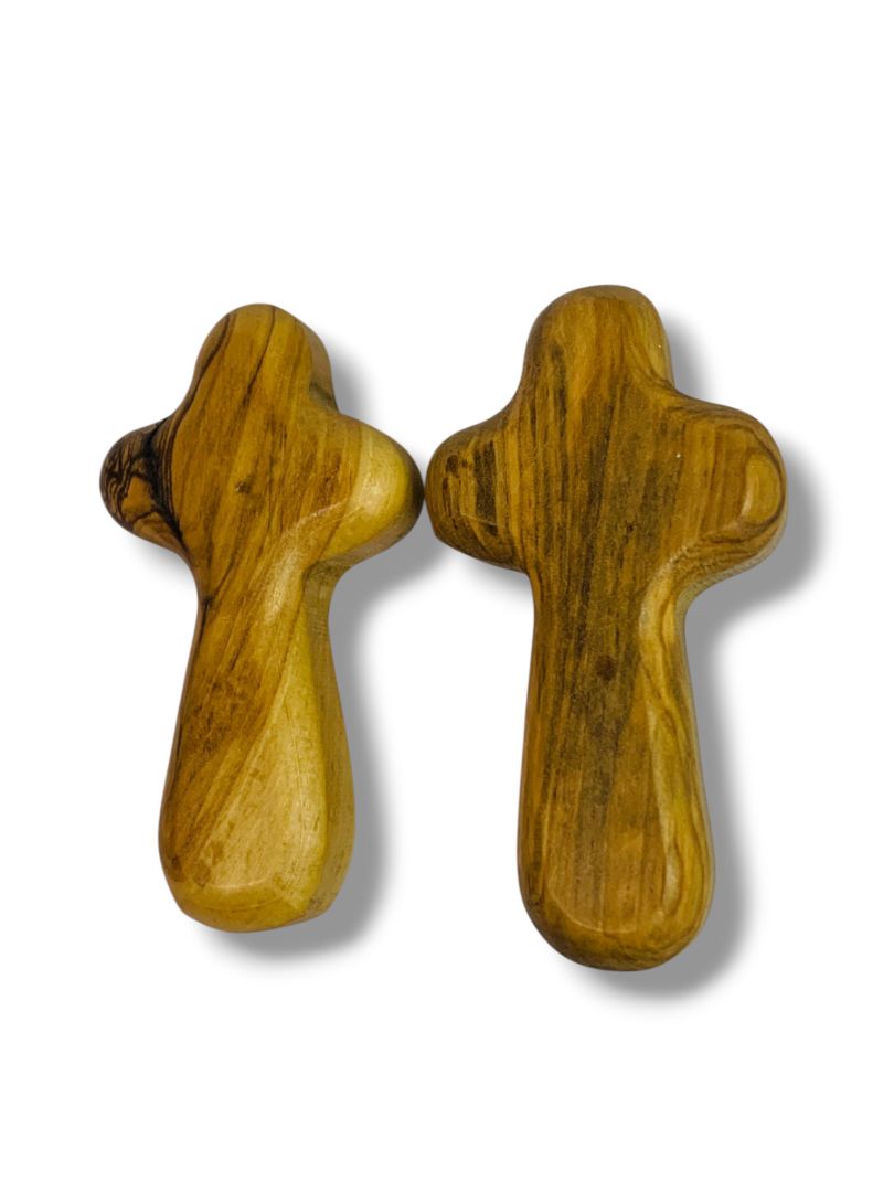 Set of 2 Olive Wood Pocket Crosses Religious Lightweight 2.5"