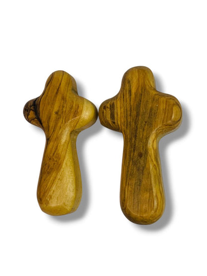 Set of 2 Olive Wood Pocket Crosses Religious Lightweight 2.5"