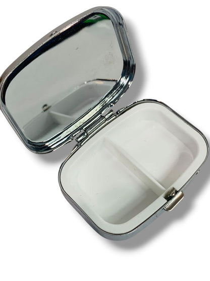 Mozart Wien Vienna Clasped Pill Box Compartments Mirror 2.25" x 1.75"