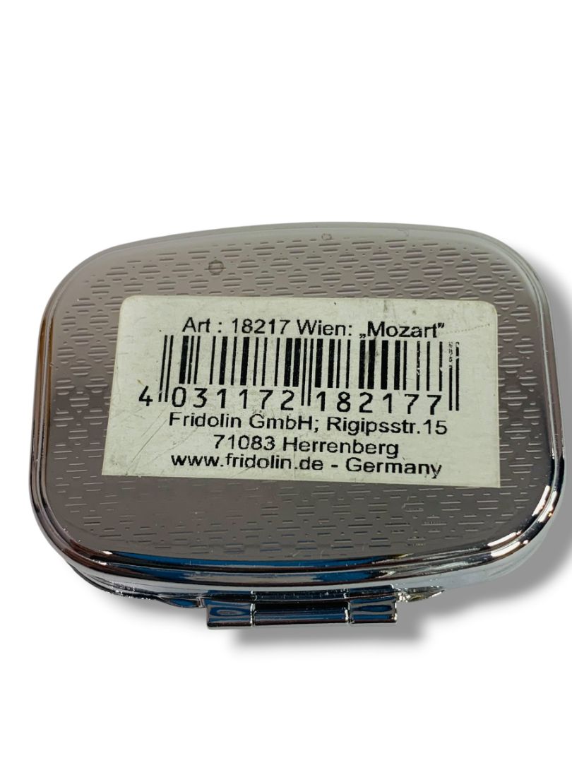 Mozart Wien Vienna Clasped Pill Box Compartments Mirror 2.25" x 1.75"