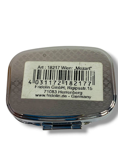 Mozart Wien Vienna Clasped Pill Box Compartments Mirror 2.25" x 1.75"