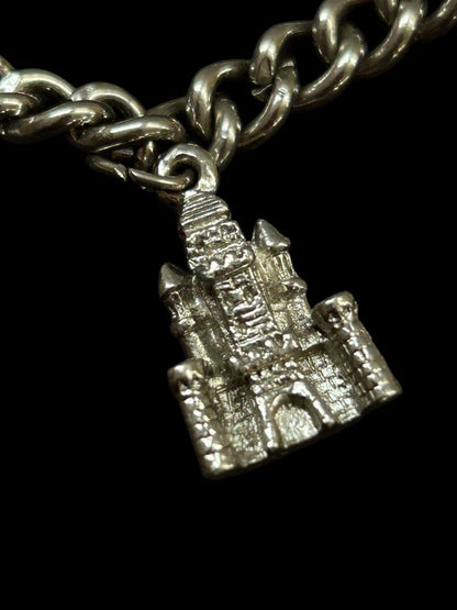 Silvertone Charm Bracelet Travel Theme 6.5" Spring Clasp