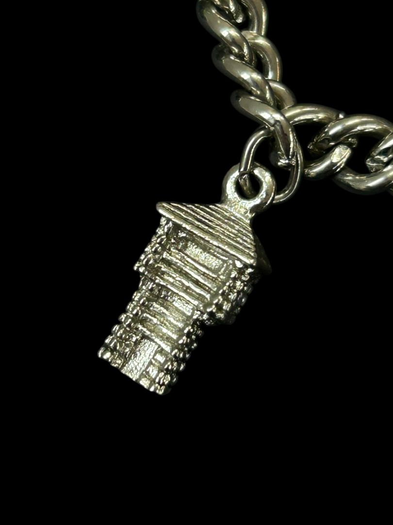 Silvertone Charm Bracelet Travel Theme 6.5" Spring Clasp