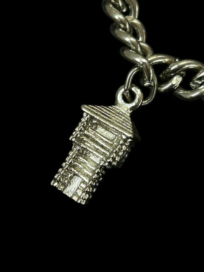 Silvertone Charm Bracelet Travel Theme 6.5" Spring Clasp